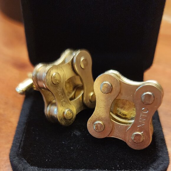 BOLD Biker Cufflinks Cyclist Cuff Links Gold Silver Gift Boxed French Cuff Craft - Picture 3 of 5